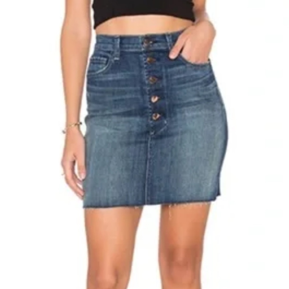 J. Brand Rosalie Mini Denim Skirt Button Fly in Dark Wash
